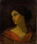 Studie van het hoofd van een vrouw - Thomas Couture — weergave van het kunstwerk