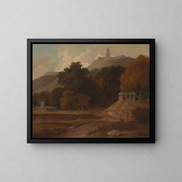 Landelijk heuvelachtig landschap in India - Thomas Daniell — ingelijst kunstwerk aan de muur