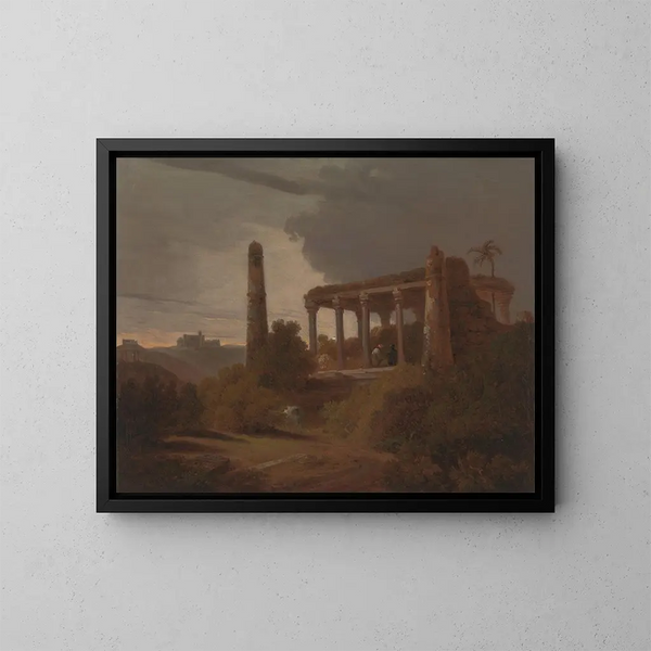 Landschapschilderij met Indiase tempelruïnes - Thomas Daniell — ingelijst kunstwerk aan de muur