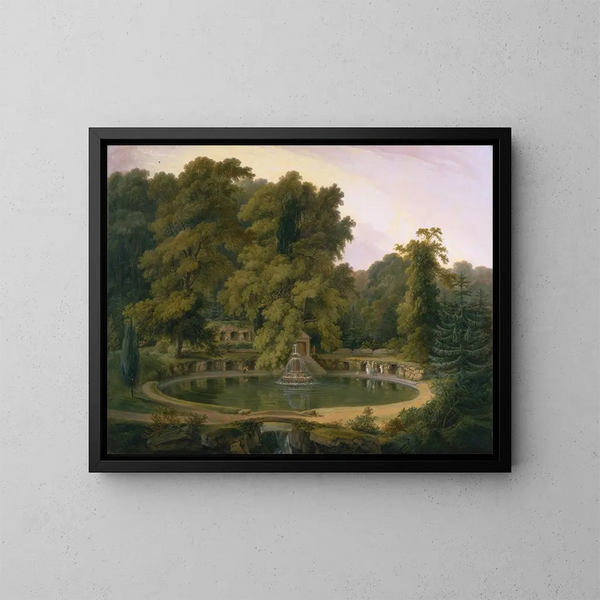 Fontaine en grot van de tempel in het park van Sezincote - Thomas Daniell — ingelijst kunstwerk aan de muur