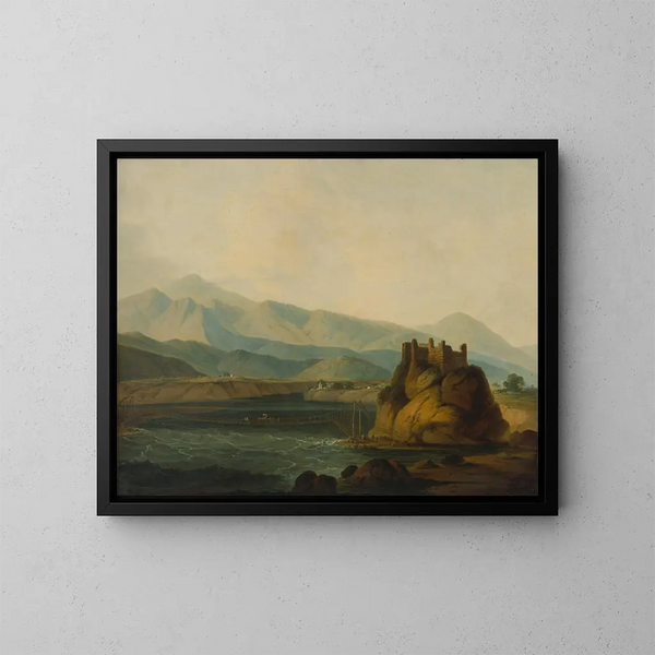 De touwbrug in Serinagur - Thomas Daniell — ingelijst kunstwerk aan de muur
