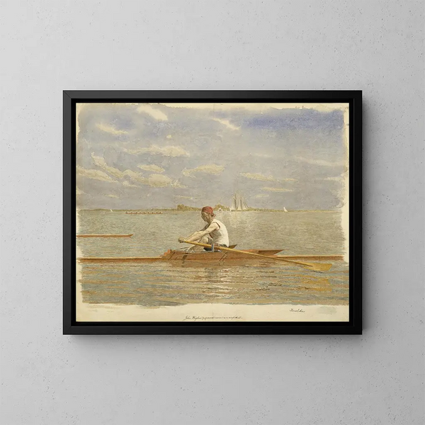 John Biglin en een skiff - Thomas Eakins — ingelijst kunstwerk aan de muur