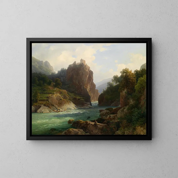 Vue op de Zenoburg nabij Meran - Thomas Ender — ingelijst kunstwerk aan de muur