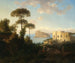 Landschap met personages en architectuur, uitzicht op Ischia, Italië - Thomas Ender — weergave van het kunstwerk
