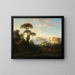 Landschap met personages en architectuur, uitzicht op Ischia, Italië - Thomas Ender — ingelijst kunstwerk aan de muur