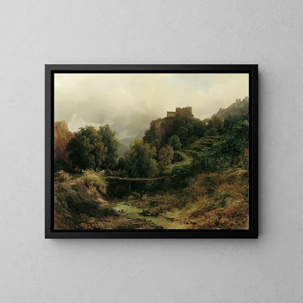 Kasteel van Tirol bij Meran - Thomas Ender — ingelijst kunstwerk aan de muur