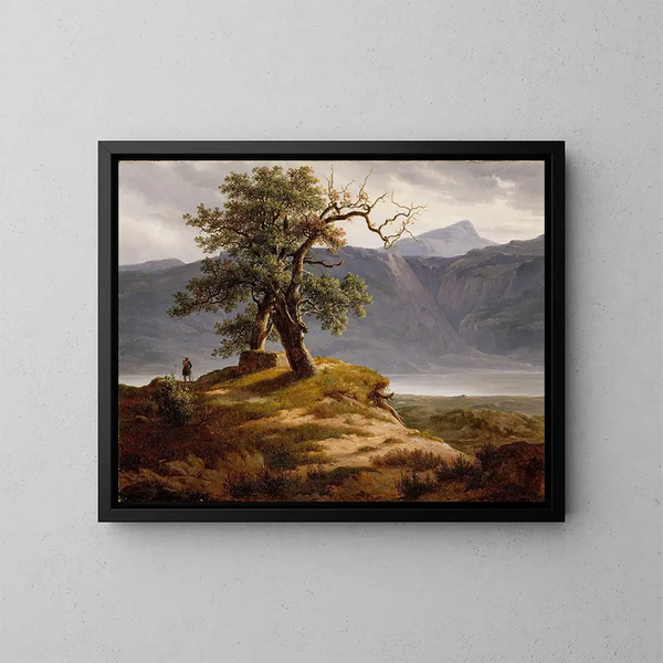 Landschap met een reiziger - Thomas Fearnley — ingelijst kunstwerk aan de muur