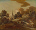 Een denkbeeldig bosdorp met veehouders en vee - Thomas Gainsborough — weergave van het kunstwerk