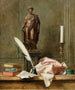 Natuurstudie met een standbeeld en een inktpot - Thomas Germain Joseph Duvivier — weergave van het kunstwerk