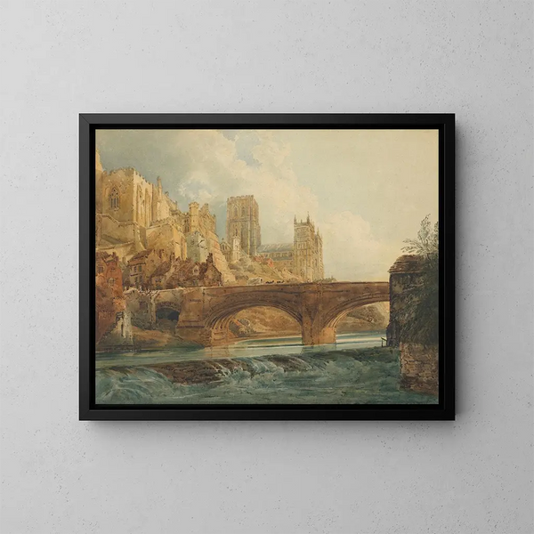 van de Durham kathedraal en het kasteel - Thomas Girtin — ingelijst kunstwerk aan de muur