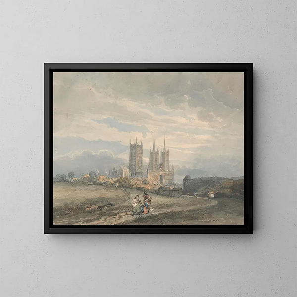 van de Lincoln Cathedral - Thomas Girtin — ingelijst kunstwerk aan de muur