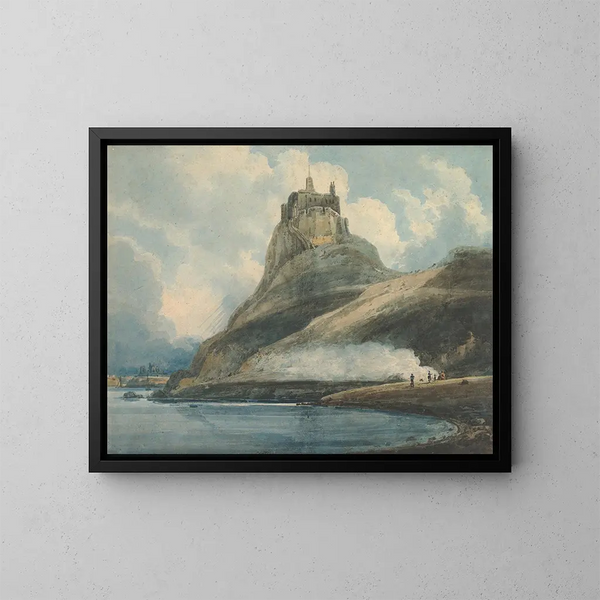 Château de Lindisfarne, Île Sainte-Marie, Northumberland - Thomas Girtin — ingelijst kunstwerk aan de muur