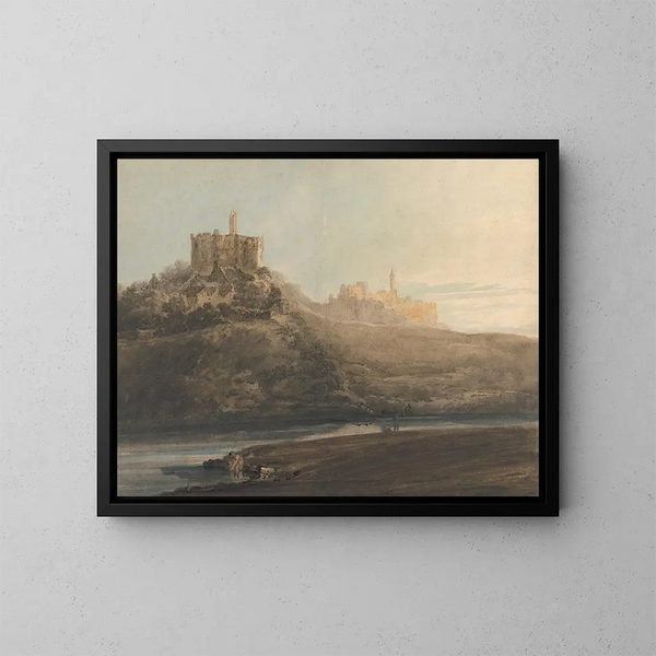 Château de Warkworth, Northumberland - Thomas Girtin — ingelijst kunstwerk aan de muur