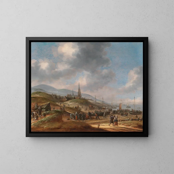 Uitzicht op het strand van Scheveningen - Thomas Heeremans — ingelijst kunstwerk aan de muur