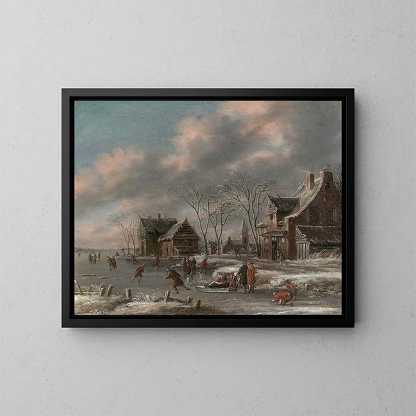 Patineurs en winter - Thomas Heeremans — ingelijst kunstwerk aan de muur