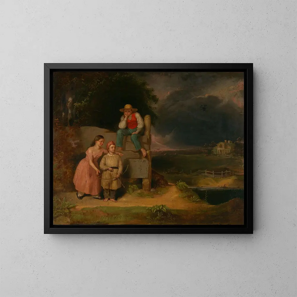 Kinderen in een storm - Thomas Le Clear — ingelijst kunstwerk aan de muur