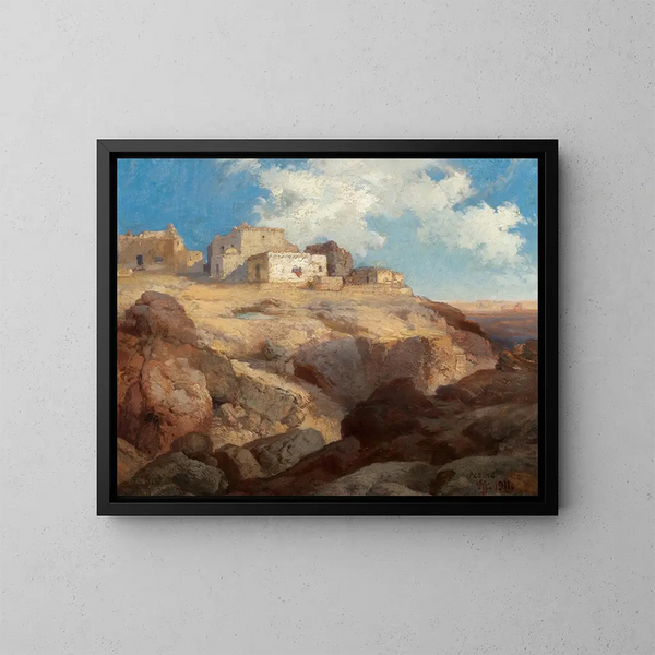 Een beetje Acoma, New Mexico - Thomas Moran — ingelijst kunstwerk aan de muur