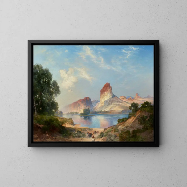 Een Indiaas paradijs, groene rivier, Wyoming - Thomas Moran — ingelijst kunstwerk aan de muur