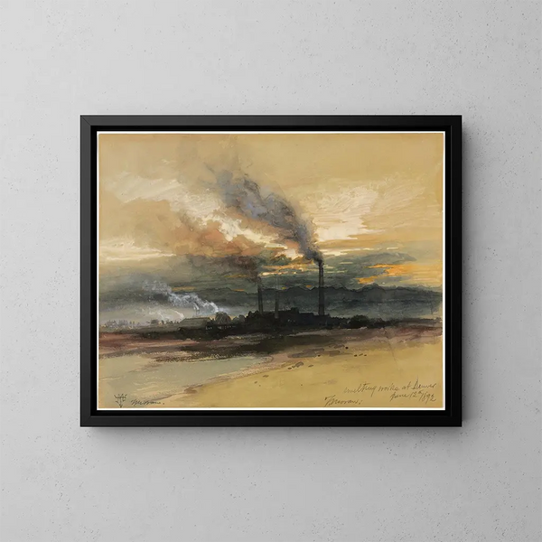 Fonderie in Denver - Thomas Moran — ingelijst kunstwerk aan de muur