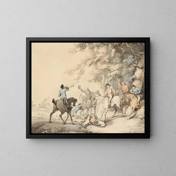 De Dood van de Vos - Thomas Rowlandson — ingelijst kunstwerk aan de muur