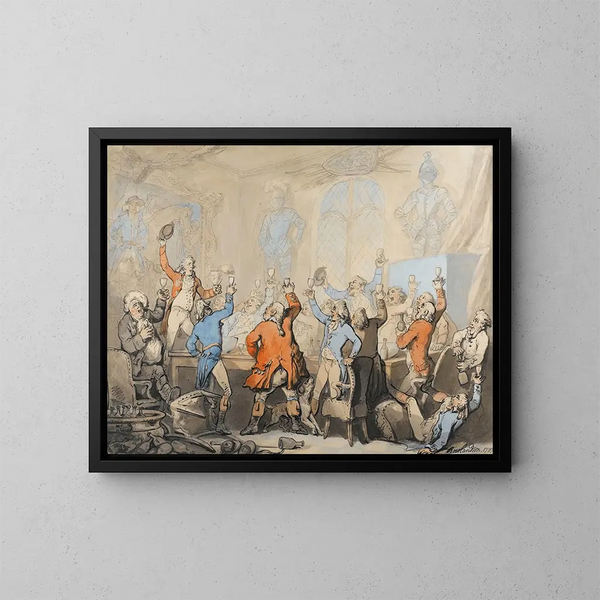 Het Jachtmaal - Thomas Rowlandson — ingelijst kunstwerk aan de muur