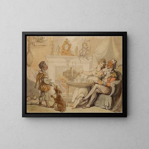 De theeceremonie - Thomas Rowlandson — ingelijst kunstwerk aan de muur