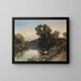 Veestapel en schapen aan de rand van de rivier - Thomas Sidney Cooper — ingelijst kunstwerk aan de muur