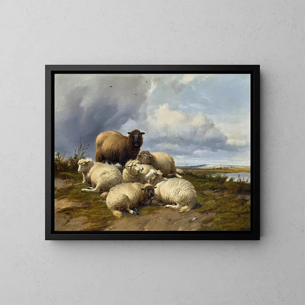 De storm die opsteekt in de weiden van Canterbury - Thomas Sidney Cooper — ingelijst kunstwerk aan de muur