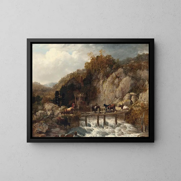van Moulin d'Umberleigh, rivier Taw, Devon - Thomas Sidney Cooper — ingelijst kunstwerk aan de muur
