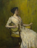Dame in het wit - Thomas Wilmer Dewing — weergave van het kunstwerk