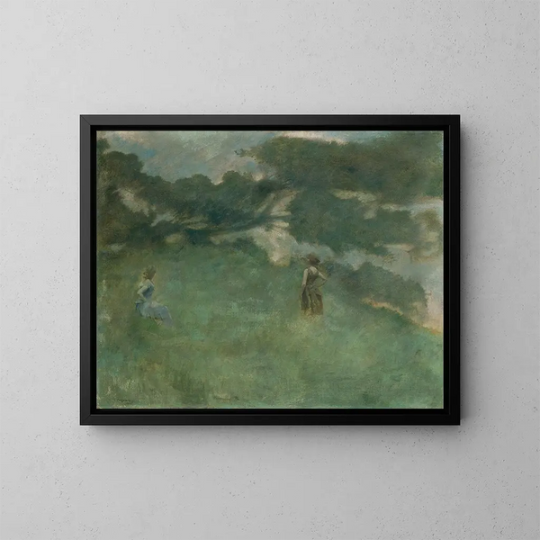 De hermelijn - Thomas Wilmer Dewing — ingelijst kunstwerk aan de muur