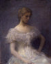 van een jonge vrouw zittend - Thomas Wilmer Dewing — weergave van het kunstwerk