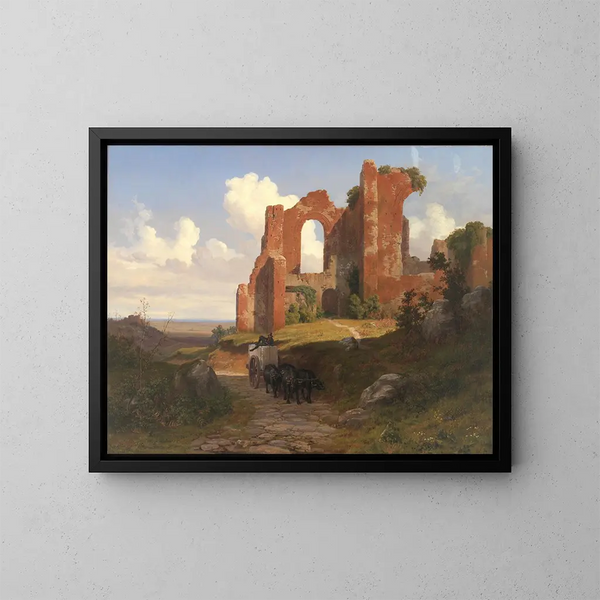 Uitzicht op de thermen van Caracalla in Rome - Thorald Læsøe — ingelijst kunstwerk aan de muur