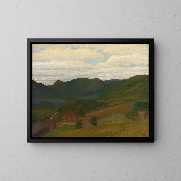 Landschap met een oude boerderij - Thorvald Erichsen — ingelijst kunstwerk aan de muur