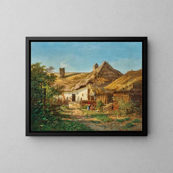Een boerderij - Tina Blau — ingelijst kunstwerk aan de muur