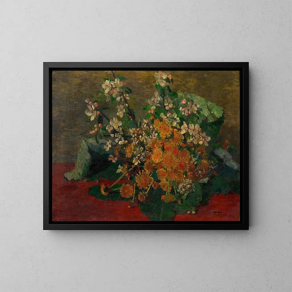 Boeketje madeliefjes en appelbloesem - Tina Blau — ingelijst kunstwerk aan de muur