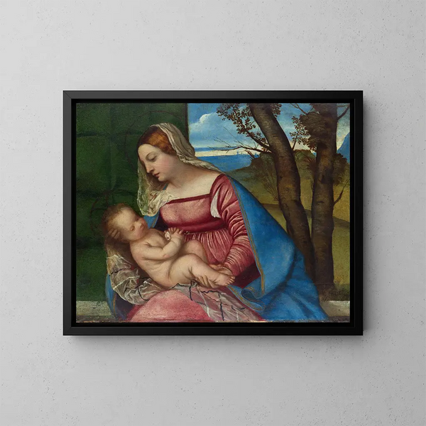 Maagd met Kind - Titian — ingelijst kunstwerk aan de muur