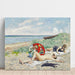 Reproductie van het schilderij van een meisje met een Japanse parasol op Hornbæk Strand - Paul Fischer