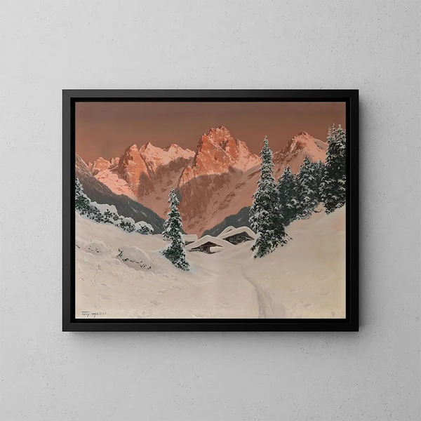 Zonsondergang in het Kaisertal - Toni Haller — ingelijst kunstwerk aan de muur