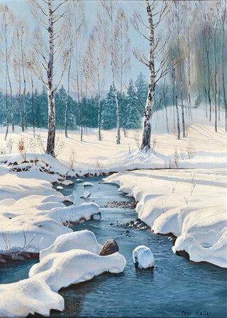 Toni Haller - Winter Landscape with a Creek.webp
