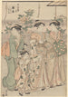 Pivoines sur la rue Nakanoch dans le quartier gai de Yoshiwara - Torii Kiyonaga — weergave van het kunstwerk