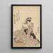 Vrouwelijk schilderij in bloemenkimono dat een brief leest - Toyokuni Utagawa — ingelijst kunstwerk aan de muur