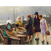 Reproductie van het schilderij Drie jonge dames kopen verse vis bij Gammel Strand - Paul Fischer