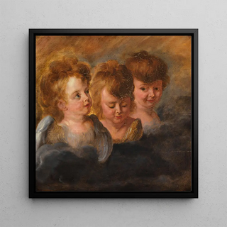 Trois têtes d'anges dans les nuages - Anonymous