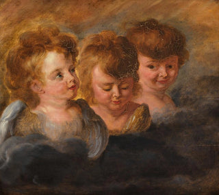 Trois têtes d'anges dans les nuages - Anonymous
