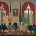 Truman en zijn militaire adviseurs - Augustus Vincent Tack — gepresenteerd in een interieur