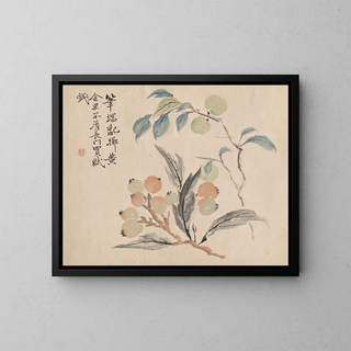 van Japanse fruittakken - Tsubaki Chinzan — ingelijst kunstwerk aan de muur
