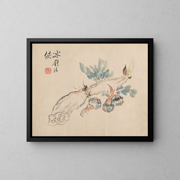 Racine de lotus et langue de serpent - Tsubaki Chinzan — ingelijst kunstwerk aan de muur