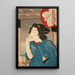 Een geisha uit de jaren 1870 zittend in een boot - Tsukioka Yoshitoshi — ingelijst kunstwerk aan de muur