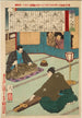 Egawa Tarzaemon die koto speelt - Tsukioka Yoshitoshi — weergave van het kunstwerk